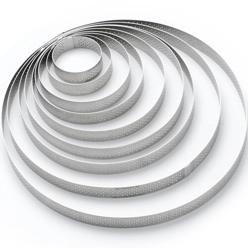 Inel de tort perforat rotund De Buyer 3098.05, 12,5 cm, oțel inoxidabil