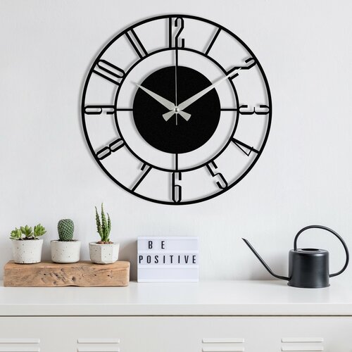 Настінний годинник Rome S011 Black, 48 × 48 см