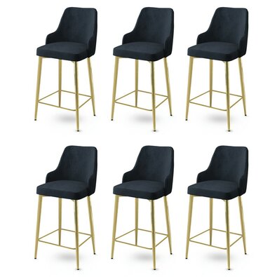 Set de scaune de bar Enox Anthracite and Gold, 6buc.