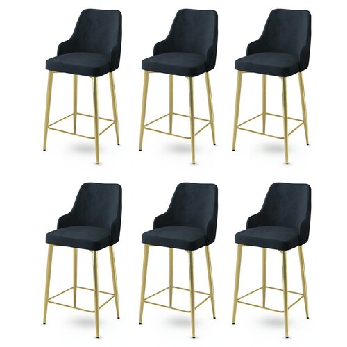 Barstuhl-Set Enox Anthrazit und Gold, 6 Stück