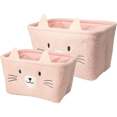 Set de coșuri de depozitare Hatu pentru copiiPisică, 2 bucăți, roz