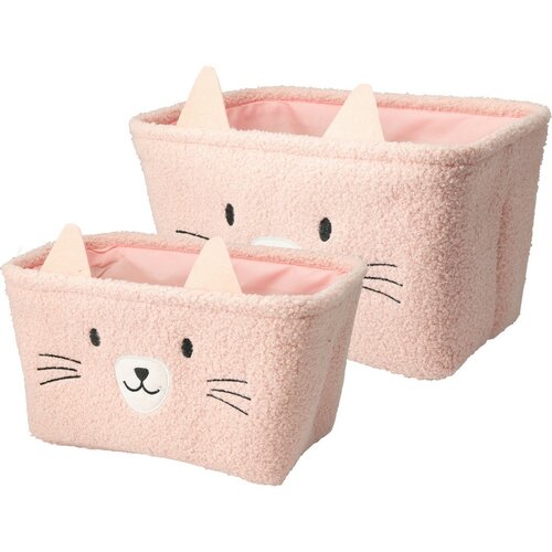 Hatu Komplet otroških košar za shranjevanje Mačka,2 kos, roza