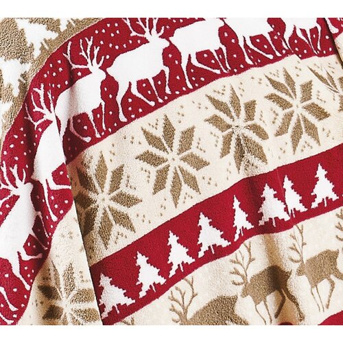 Vianočná deka so sobíkmi, 4Home, 150 x 200 cm, biela + červená, 150 x 200 cm