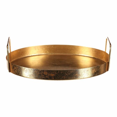 Kovový tác s uchy pr. 25 cm, kulatý, zlatá