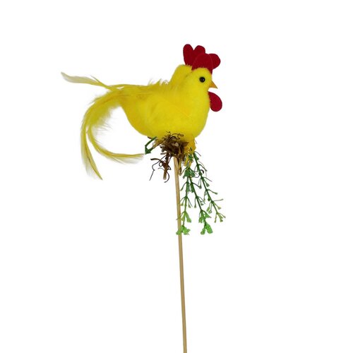 Pocăină cu cocoș și găină, 30 x 8 cm, galben