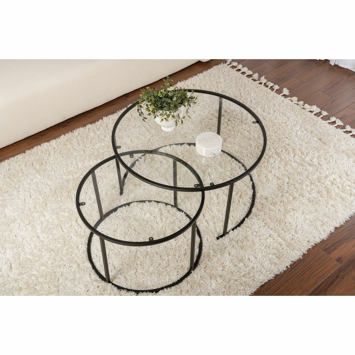 Súprava konferenčných stolíkov Aurum Black 80 cm, 2 ks