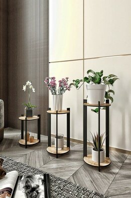 Flower Desk Round - Oak virágállvány