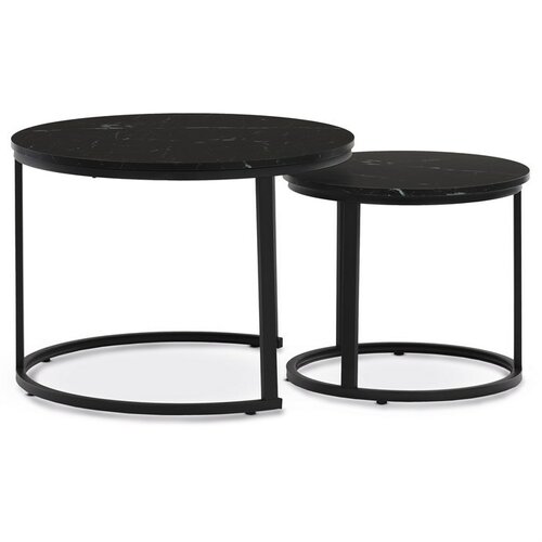 Beistelltisch-Set, schwarzer Marmor, 2 Stück