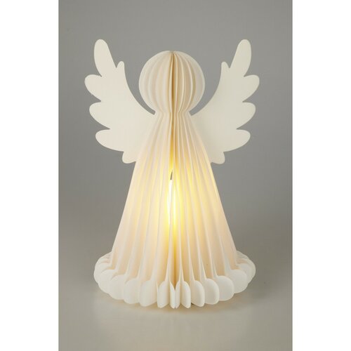 Svietiaca vianočna dekorácia Anjel, 28 cm, 6 LED, na batérie, časovač