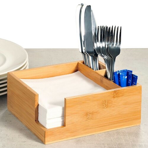 Kesper 70852 Organizator bucătărie bambus, 5 compartimente, 18 x 9 x 18 cm