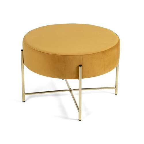 Taburet SOFT Deco, hořčicově žlutý samet
