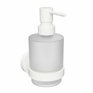 Dozator de săpun Sapho XR103W X-Round White 200 ml, sticlă lăptoasă/alb