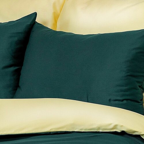 Lenjerie de pat din satin Kvalitex LuxuryCollection, verde/crem, 140 x 200 cm, 70 x 90 cm