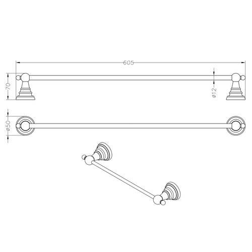 SAPHO 1318-09 Diamond držalo za brisače 60 x 7 cm,bronasta