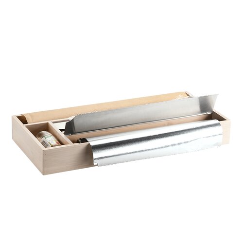 Kesper 57041 Bambusowy pojemnik kuchenny na folię, 42 x 19 x 5,4 cm