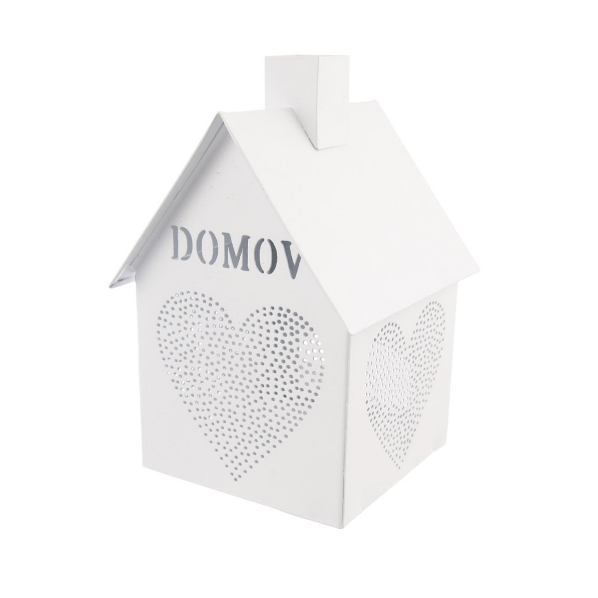 InDecor Suport metalic pentru lumânări House - Home alb, 12 x 12 x 17 cm