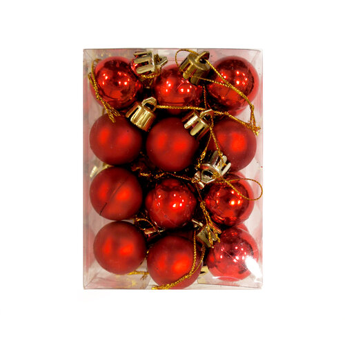Vianočné gule pr. 2,5 cm červená, 24 ks