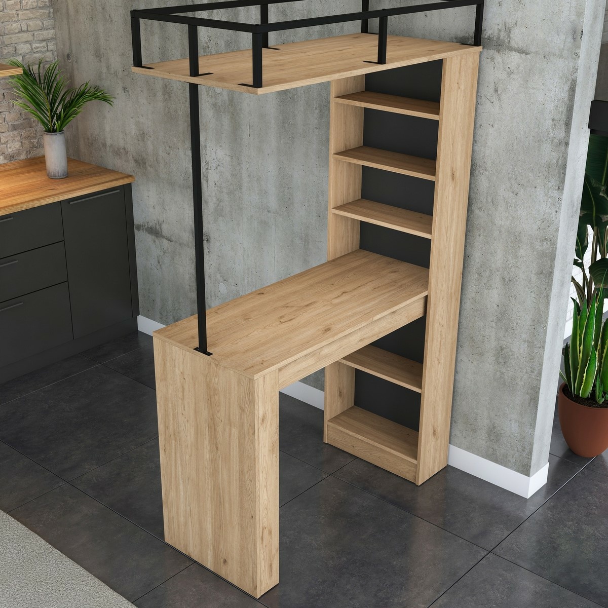 Barový stôl stôl Jany Walnut and Black
