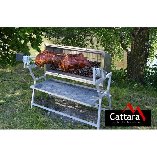 Cattara Grill na węgiel drzewny z rożnem elektrycznym Piglet, 138 x 96 x 62 cm