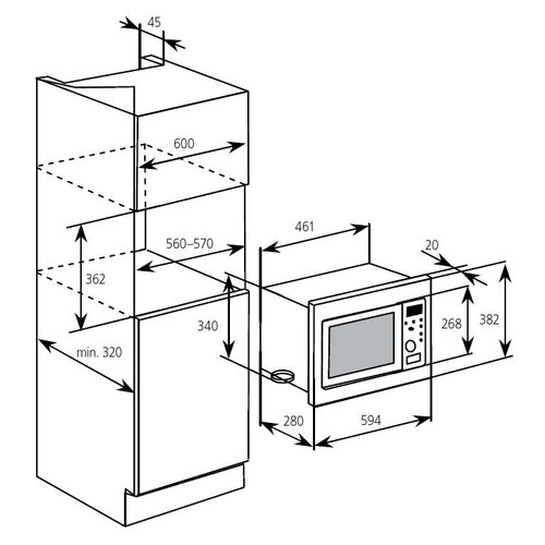 ECG MTD 206 VSS beépíthető mikrohullámú sütő