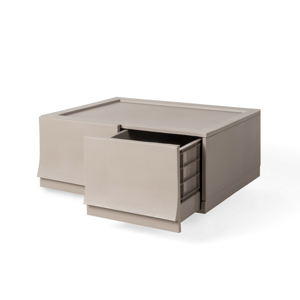 Modułowy pojemnik Wave twin Wood bez kółek 54,6 x 43,4 x 22 cm, szeroki - 2 szuflady