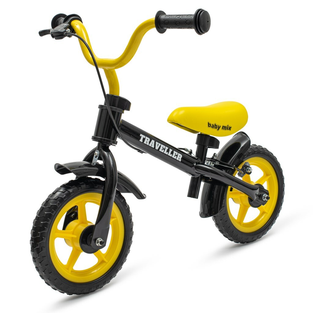 Baby Mix Detský balančný bicykel s brzdouTraveller, čierny