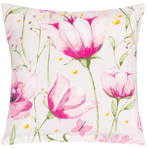 Bellatex Kopfkissenbezug Wiese Rosa-Grün, 40 x 40 cm