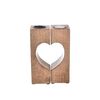 Suport pentru lumânări din lemn de mangoși metal InDecor Heart , 13,5 x 7 x 20 cm