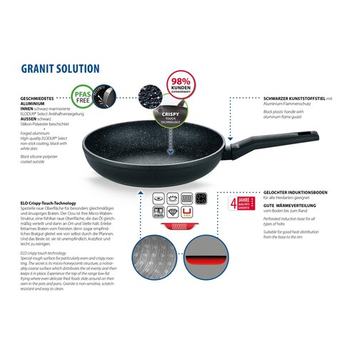 Elo 55628 Globoka posoda z ročajem Granit Solution28 cm