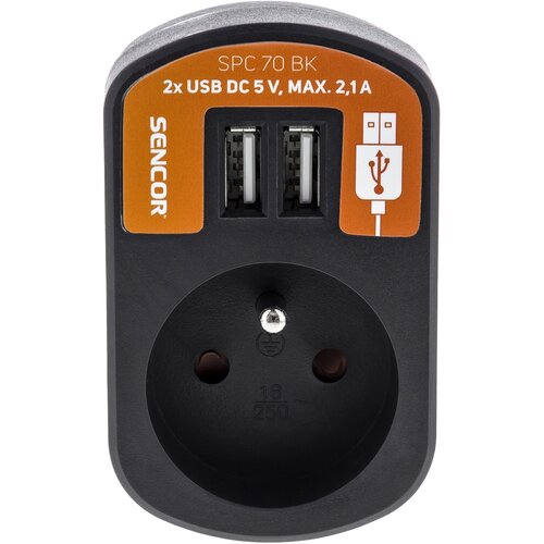 Retlux RPC 70 BK Zásuvka černá, 2x Sencor USB