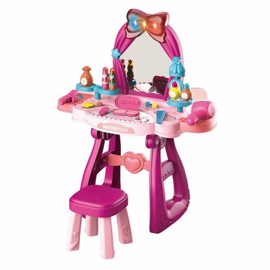 Baby Mix Masă de toaletă pentru copii cu scaunroz, 57 x 29 x 69,5 cm
