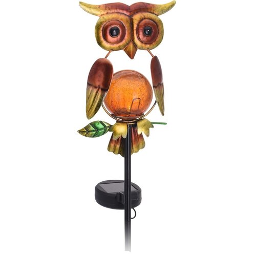 Lampă solară Owl, roșu, 12 x 6 x 54 cm