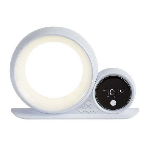 Rabalux 76109 dekoracyjna lampa stołowa Wakeway, z głośnikiem, RGB, zegarem i budzikiem