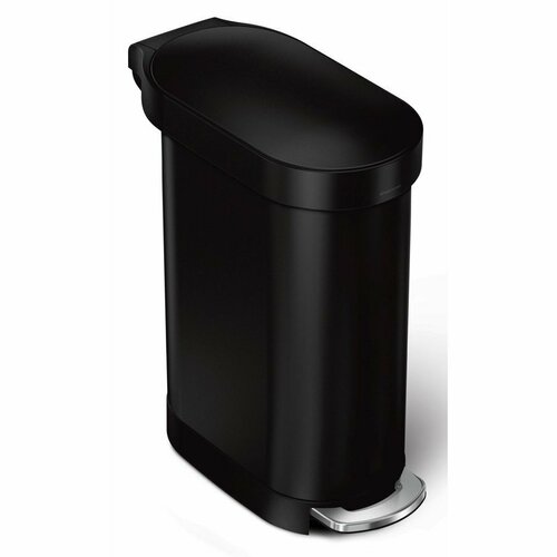 Simplehuman Ovális pedálos szemetes rozsdamentesacél kerettel Slim 45 l, fekete