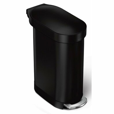 Simplehuman Ovalni koš z pedalom in nerjavečimokvirjem Slim 45 l, črn