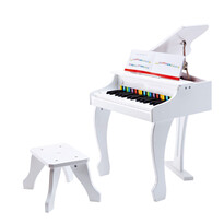 Hape Deluxe bílé piáno se stoličkou, 50 x 60 x 52 cm