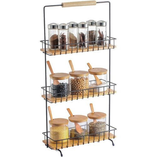MSV Trojposchodový kuchynský regál Elie 29,5 x15,5 x 58,5 cm, čierny