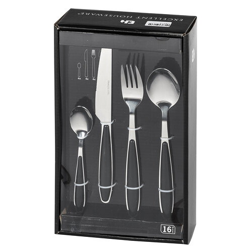 16-dielna sada príborov Cutlery, čierna