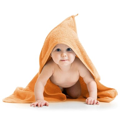 Osuška pre bábätká s kapucňou oranžová, 80 x 80 cm