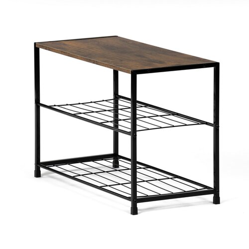 Półka na buty z 2 półkami, stare drewno