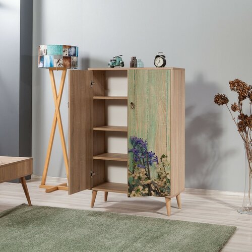 Schrank Mega Sonoma Oak Flowers I