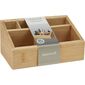 Organizator de machiaj din bambus, 7 compartimente, 17 x 10 x 8 cm