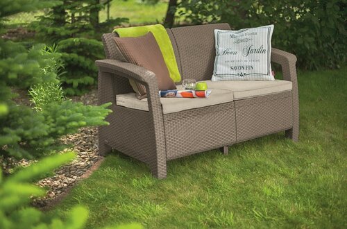 Keter Gartensofa Corfu, 128 x 70 x 79 cm, Cappuccino