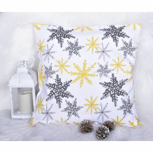 Hópelyhek karácsonyi párnahuzat szürke/arany, 40 x 40 cm