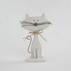 Dekorativní dřevěná kočka bílá, 25 cm