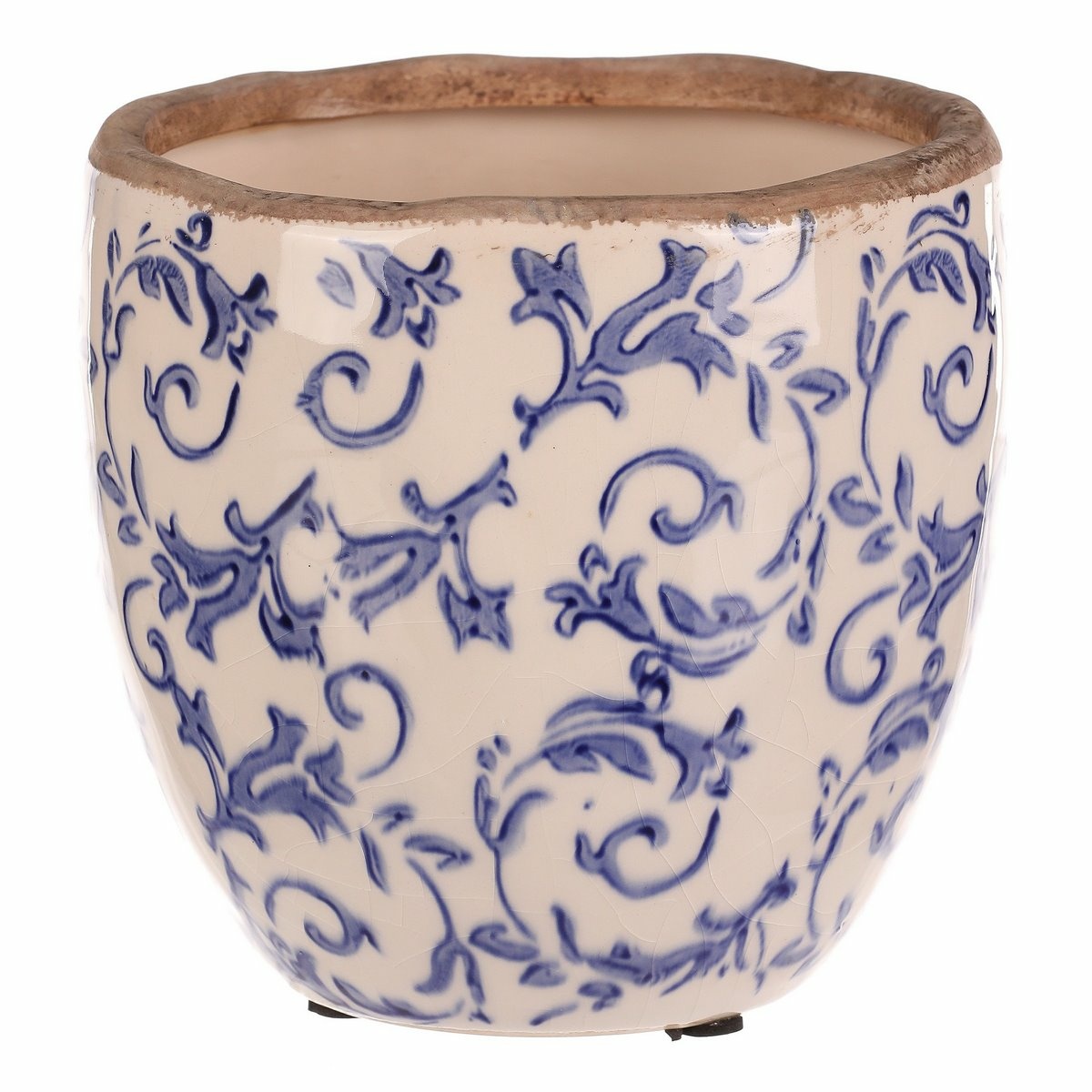 Ceramiczny doniczka w stylu retro, średnica 15 cmx 14 cm