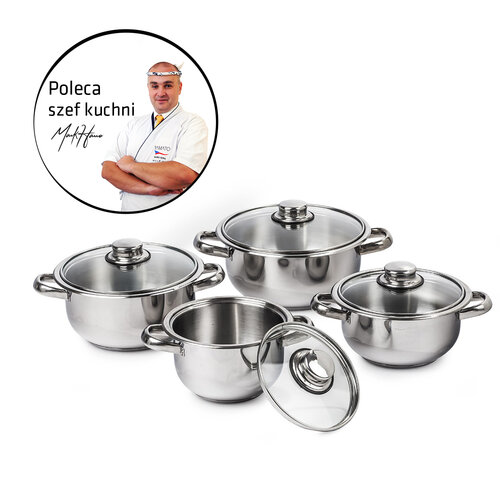 4Home 8-delni set posode Destiny, steklenepokrovke